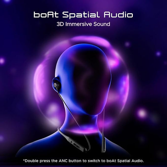 boAt Rockerz 255 ANC, 100Hrs Battery,Spatial Audio, ANC (~32dB), Fast Charge(10Mins=24HRS),3Mics AIENx,13mm Drivers, Bluetooth in Ear Neckband, Wireless with Mic Earphones (Raven Black)